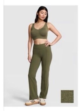VS Pink All-Day Cotton Straight-Leg Pants high rise Casual New Olive XL regular